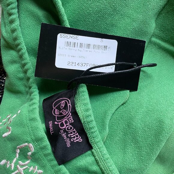 NWT I'M SORRY BY PETRA COLLINS GREEN TIERED MINI SKIRT, SIZE: SMALL - Picture 4 of 7